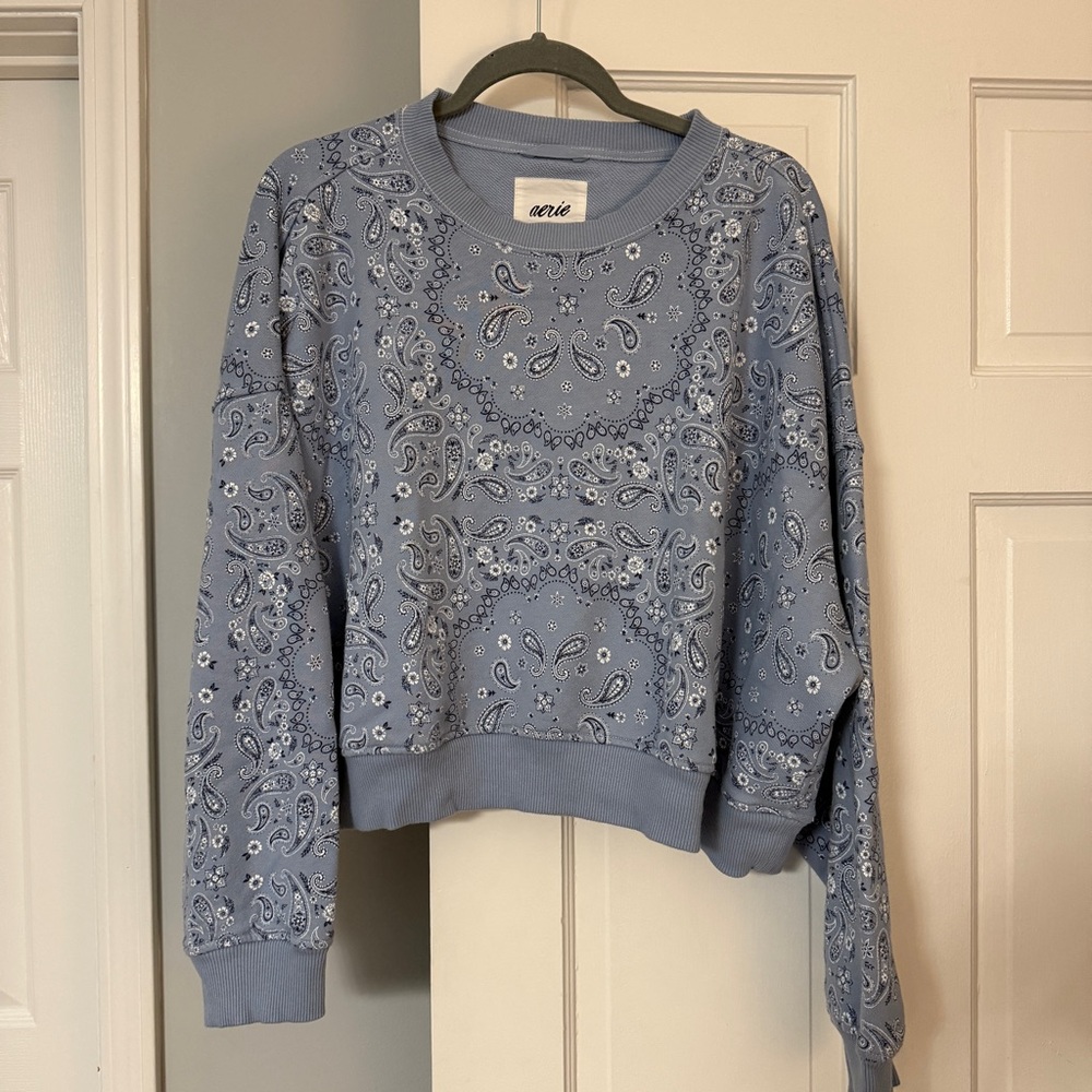 Aerie Blue Paisley Sweatshirt